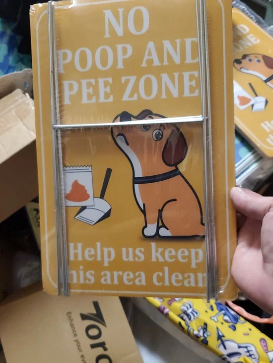 Nwt 3 No Poop and Pee Zone Dog Sign - Yellow - Picture 2 of 2